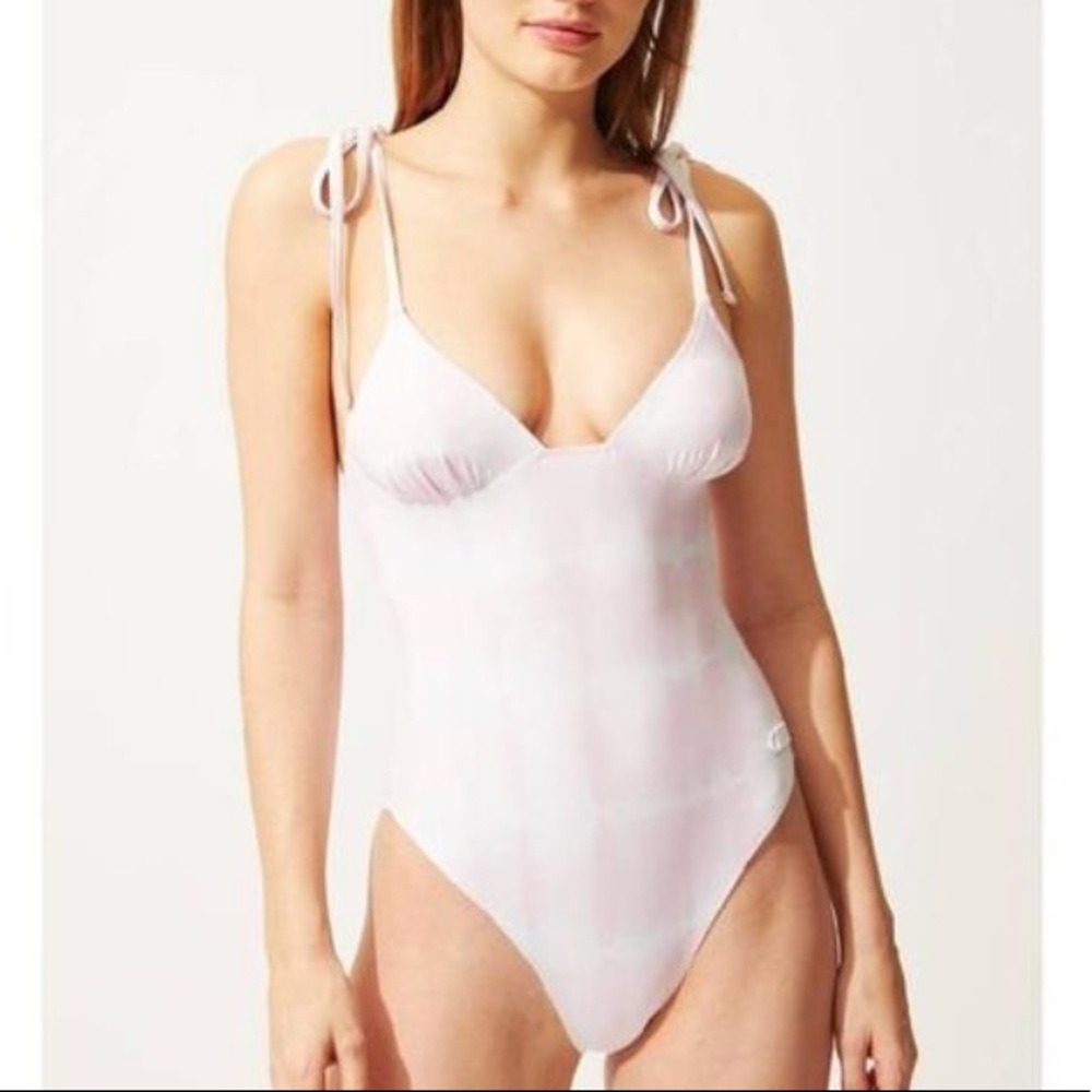Solid & Striped The Olympia Ballet One Piece Swimsuit in Pink Tie Dye (size S)